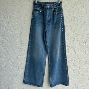 REFORMATION Jeans Women 26 Cary Studded Wide-Leg High Rise Slouchy